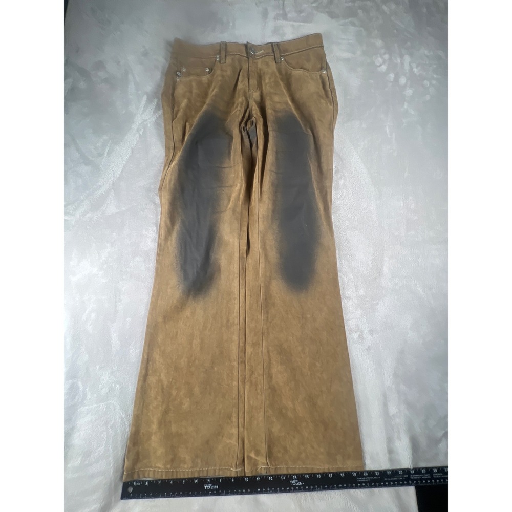 Z Cavaricci Womens Tan Faded Distressed Flared Wide Leg Pants Size 8 633S616
